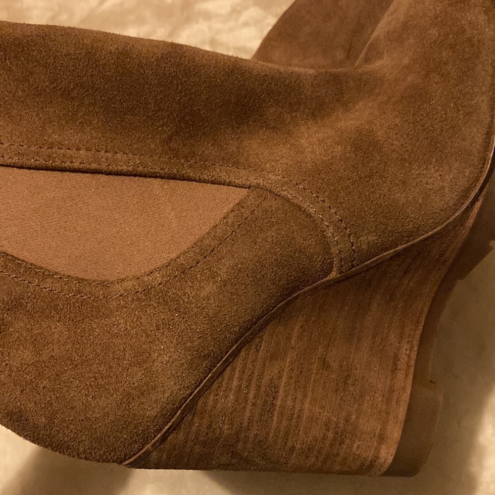 Michael Kors Thea Tan Suede Wedge Booties - Picture 5 of 6